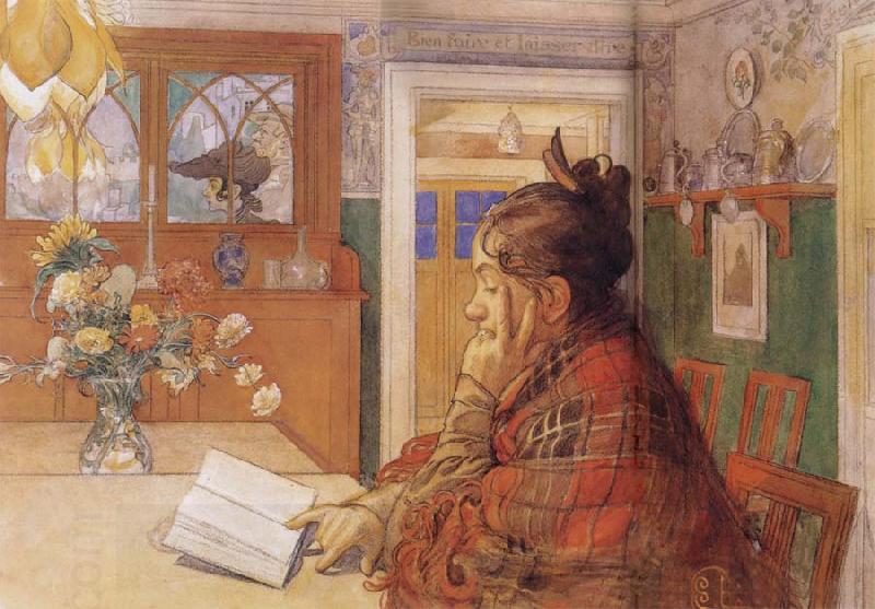 Carl Larsson Karin Readin oil painting picture